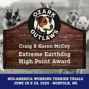 Ozark Outlaws Craig and Karen McCoy - Extreme Earthdog High Point Award